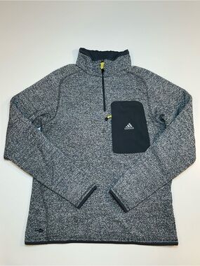 Adidas ClimaWarm Marled Gray Quarter Zip Fleece Pullover Sweater Jacket